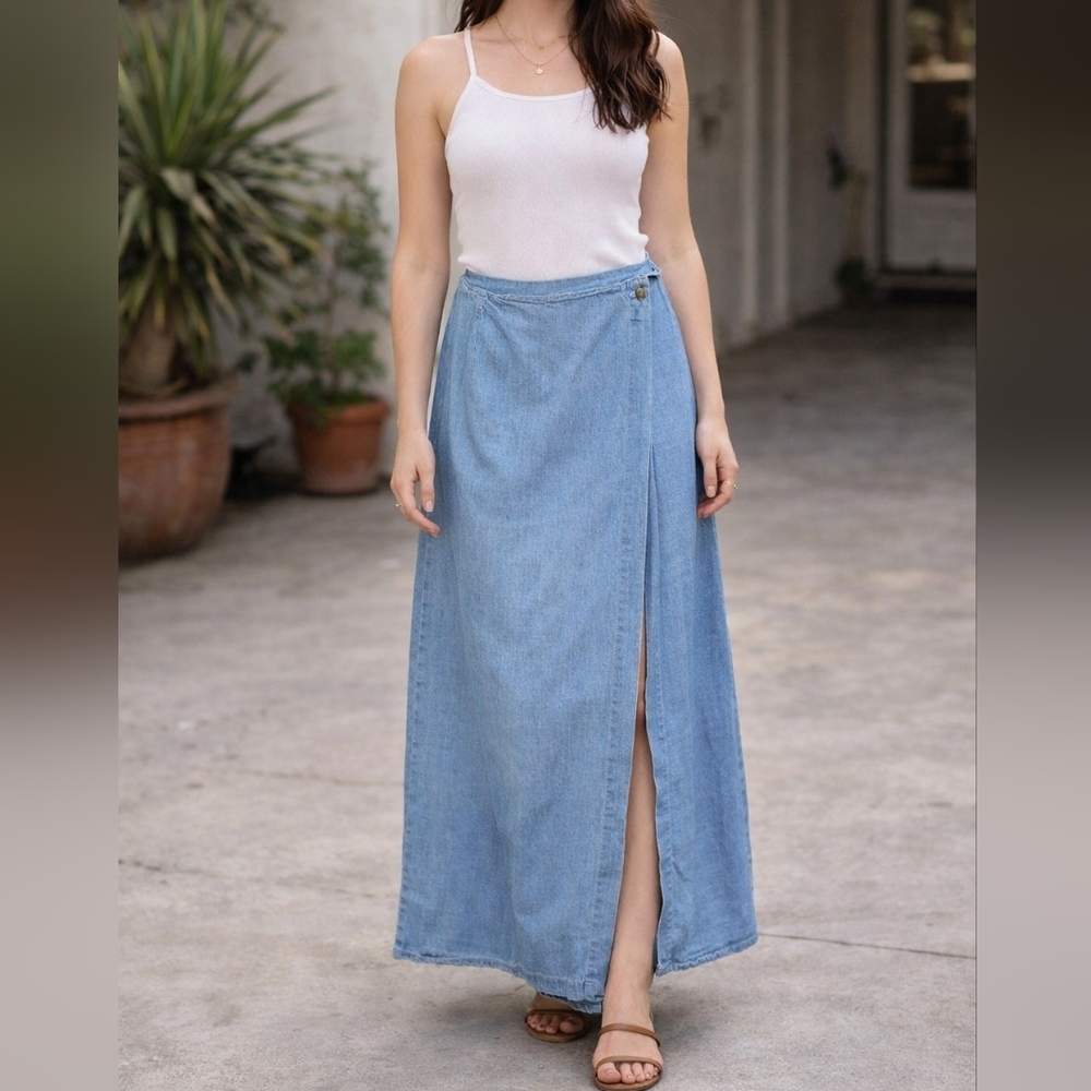 FERUCCIO 100% Cotton Wrap Skirt Vintage Sz 11